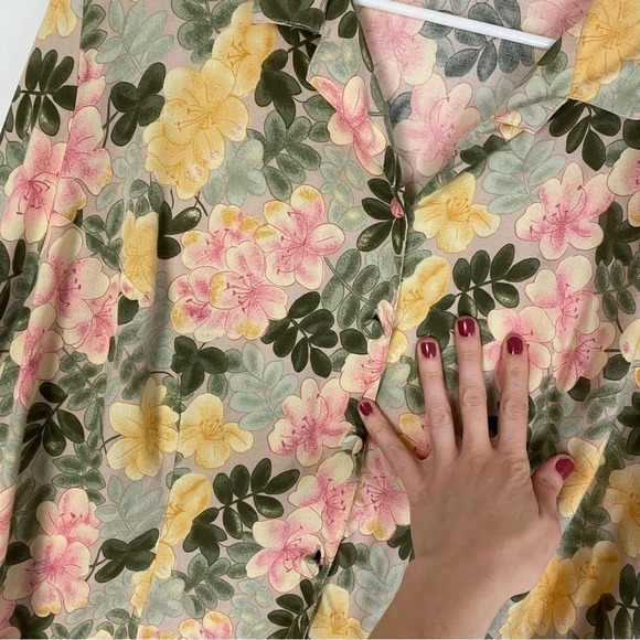 Vintage 90s Farmhouse Floral Button Down Shirt Blouse Womens Plus Size 1X Pink - Picture 4 of 11